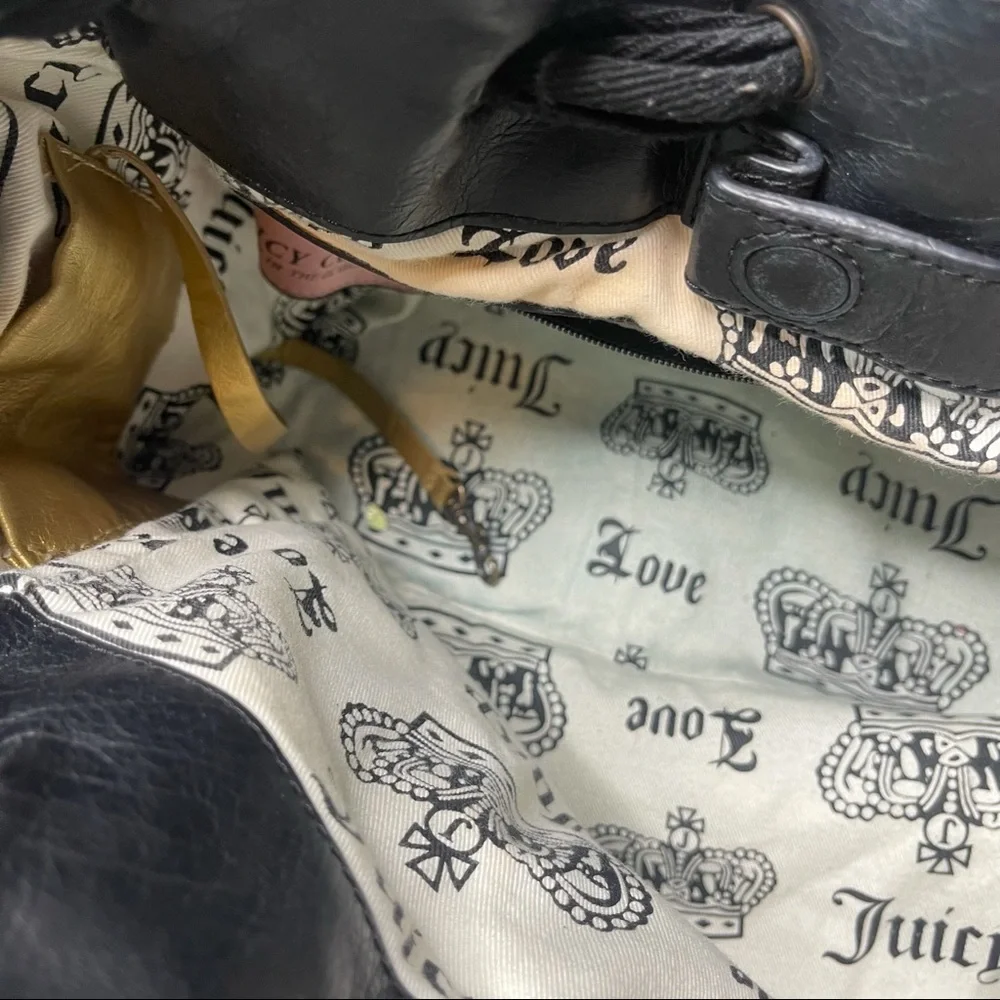 Juicy Couture Vintage Black/White Houndstooth Velour Purse Y2K - Picture 12 of 12